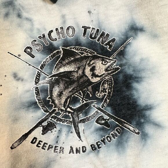 NWOT Psycho Tuna Black White Tie Dye Short Sleeve Graphic Tee Shirt Deep Sea - M - Picture 5 of 6